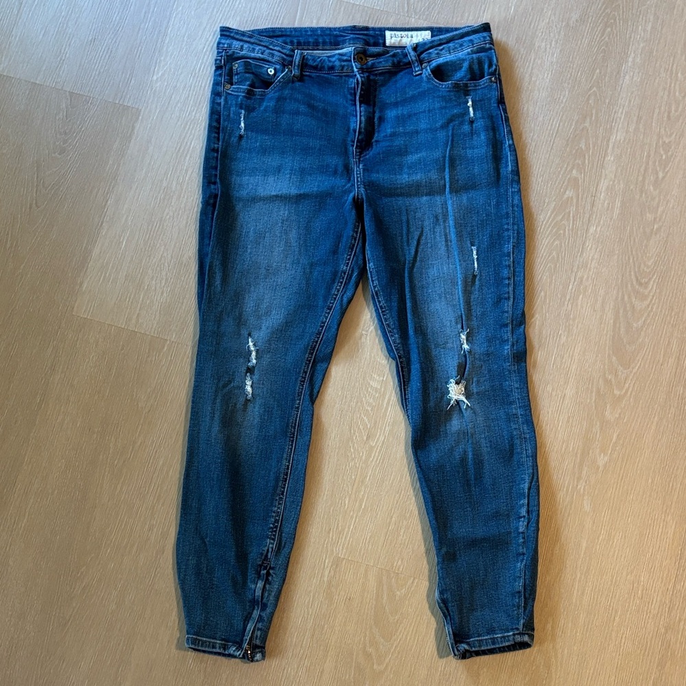 Pistola Distressed Anais Zip Bottom Hem Denim Skinny Jeans size 33